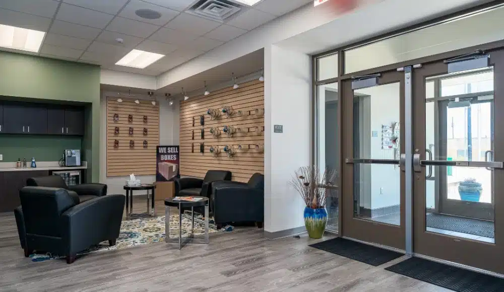 Interior of storage facility office.